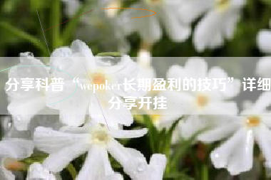 分享科普“wepoker长期盈利的技巧”详细分享开挂