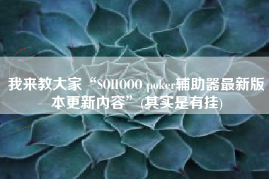 我来教大家“SOHOOO poker辅助器最新版本更新内容”(其实是有挂)