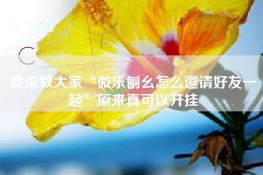 我来教大家“微乐刨幺怎么邀请好友一起”原来真可以开挂