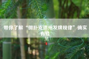 带你了解“微扑克德州发牌规律”确实有挂