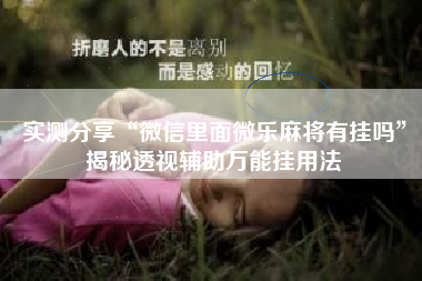 实测分享“微信里面微乐麻将有挂吗”揭秘透视辅助万能挂用法