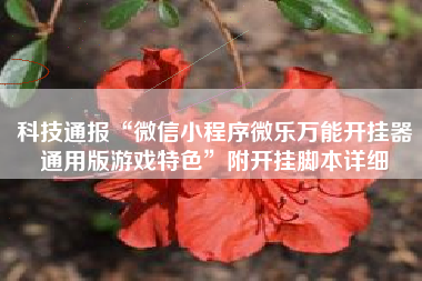 科技通报“微信小程序微乐万能开挂器通用版游戏特色”附开挂脚本详细