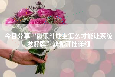 今日分享“微乐斗地主怎么才能让系统发好牌”教你开挂详细