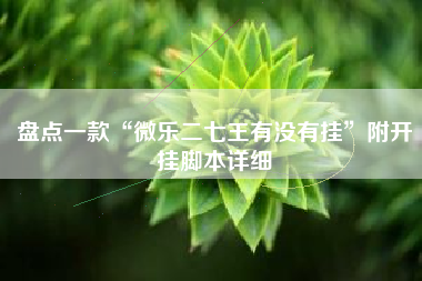 盘点一款“微乐二七王有没有挂”附开挂脚本详细