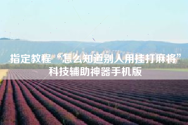 指定教程“怎么知道别人用挂打麻将”科技辅助神器手机版