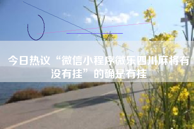 今日热议“微信小程序微乐四川麻将有没有挂”的确是有挂