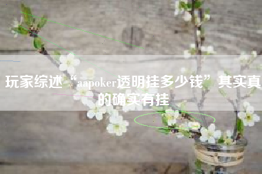 玩家综述“aapoker透明挂多少钱”其实真的确实有挂