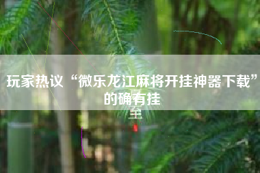 玩家热议“微乐龙江麻将开挂神器下载	”的确有挂