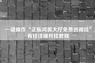一键操作“正版鸿狐大厅免费透视挂	”有挂详细开挂教程