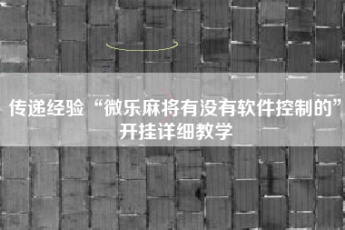 传递经验“微乐麻将有没有软件控制的”开挂详细教学