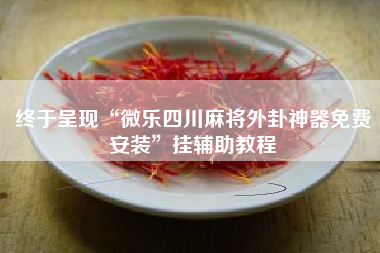 终于呈现“微乐四川麻将外卦神器免费安装	”挂辅助教程