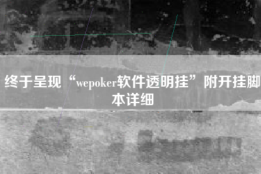 终于呈现“wepoker软件透明挂”附开挂脚本详细