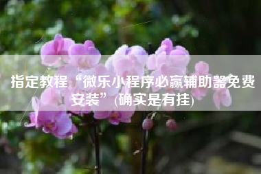 指定教程“微乐小程序必赢辅助器免费安装”(确实是有挂)