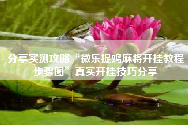 分享实测攻略“微乐捉鸡麻将开挂教程步骤图”真实开挂技巧分享