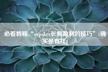 必看教程“wepoker长期盈利的技巧”(确实是有挂)