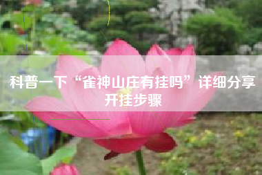 科普一下“雀神山庄有挂吗”详细分享开挂步骤