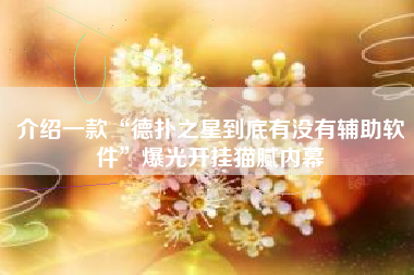 介绍一款“德扑之星到底有没有辅助软件”爆光开挂猫腻内幕