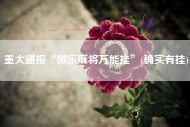 重大通报“微乐麻将万能挂”(确实有挂)