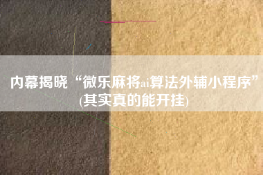 内幕揭晓“微乐麻将ai算法外辅小程序”(其实真的能开挂)