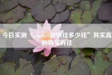 今日实测“aapoker透明挂多少钱”其实真的确实有挂