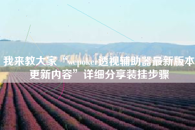 我来教大家“wepoker透视辅助器最新版本更新内容”详细分享装挂步骤