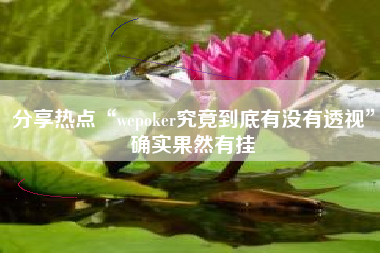 分享热点“wepoker究竟到底有没有透视”确实果然有挂