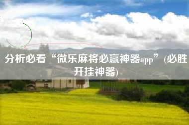 分析必看“微乐麻将必赢神器app”(必胜开挂神器)