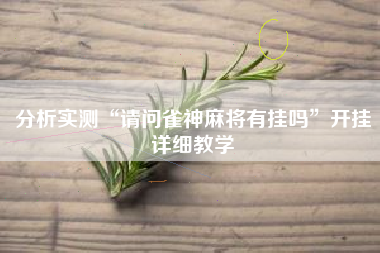 分析实测“请问雀神麻将有挂吗”开挂详细教学
