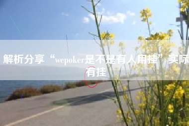 解析分享“wepoker是不是有人用挂”实际有挂