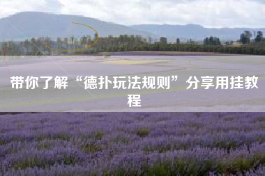 带你了解“德扑玩法规则	”分享用挂教程