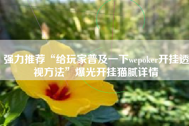 强力推荐“给玩家普及一下wepoker开挂透视方法	”爆光开挂猫腻详情