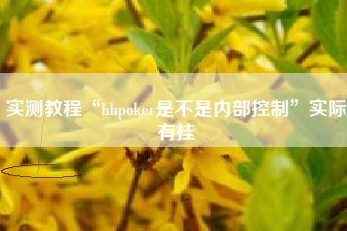 实测教程“hhpoker是不是内部控制	”实际有挂