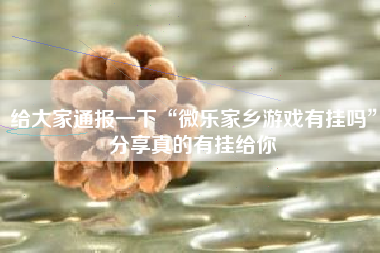 给大家通报一下“微乐家乡游戏有挂吗	”分享真的有挂给你