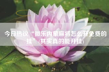 今日热议“微乐内蒙麻将怎么开免费的挂”(其实真的能开挂)