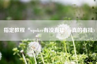 指定教程“wpoker有没有挂”(真的有挂)