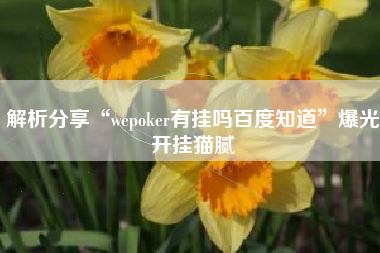 解析分享“wepoker有挂吗百度知道	”爆光开挂猫腻