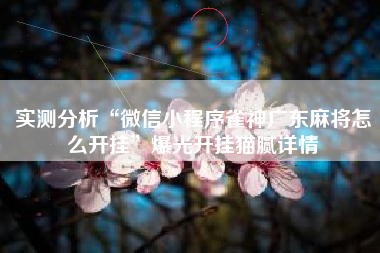 实测分析“微信小程序雀神广东麻将怎么开挂	”爆光开挂猫腻详情