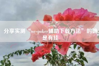 分享实测“we-poker辅助下载方法	”的确是有挂