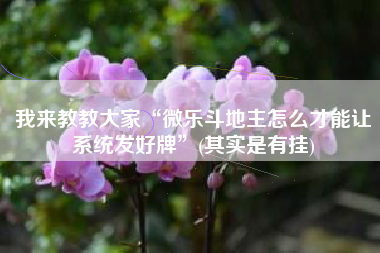 我来教教大家“微乐斗地主怎么才能让系统发好牌	”(其实是有挂)