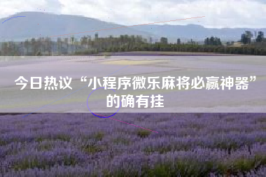 今日热议“小程序微乐麻将必赢神器”的确有挂