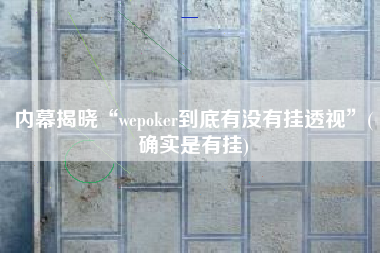 内幕揭晓“wepoker到底有没有挂透视”(确实是有挂)