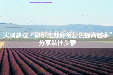 实测教程“微乐江苏麻将怎么提高胜率”分享装挂步骤