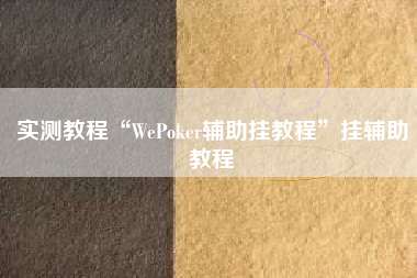 实测教程“WePoker辅助挂教程	”挂辅助教程