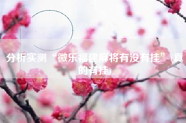 分析实测“微乐福建麻将有没有挂”(真的有挂)