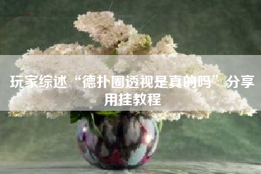 玩家综述“德扑圈透视是真的吗”分享用挂教程