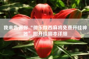 我来告诉你“微乐陕西麻将免费开挂神器	”附开挂脚本详细