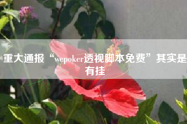 重大通报“wepoker透视脚本免费	”其实是有挂