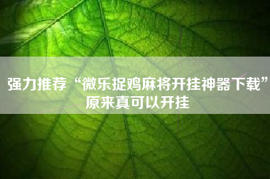 强力推荐“微乐捉鸡麻将开挂神器下载”原来真可以开挂
