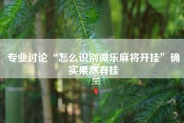 专业讨论“怎么识别微乐麻将开挂”确实果然有挂