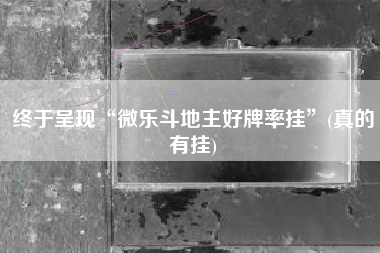 终于呈现“微乐斗地主好牌率挂”(真的有挂)